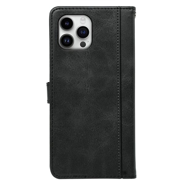 SKALO iPhone 16 Pro Max Lompakkokotelo PU-nahkaa - Musta