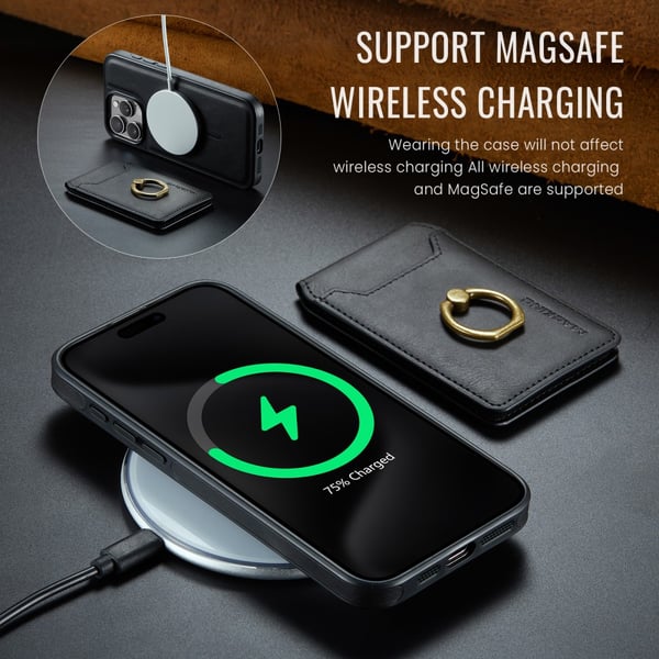 MAGKING iPhone 16 Pro Max K1 Series Magnetisk Cover+Pungetui - Sort
