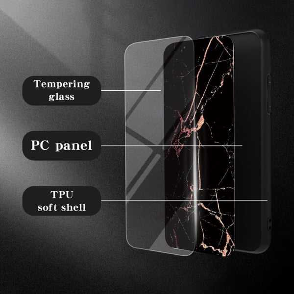 SKALO iPhone 16 Pro Max Marmor hærdet glas TPU Cover - #1