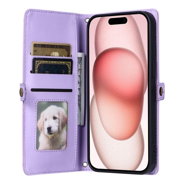 SKALO iPhone 16 Plus Evelope Clutch 5-Lokeroa - Violetti