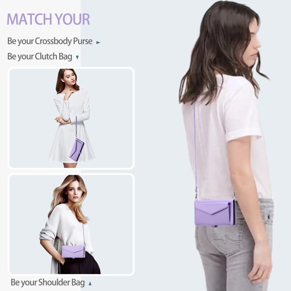 SKALO iPhone 16 Plus Evelope Clutch 5-Lokeroa - Violetti
