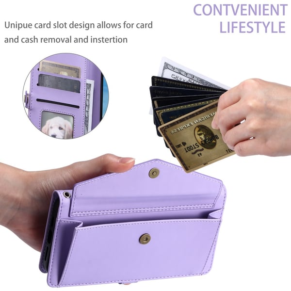 SKALO iPhone 16 Plus Evelope Clutch 5-Lokeroa - Violetti