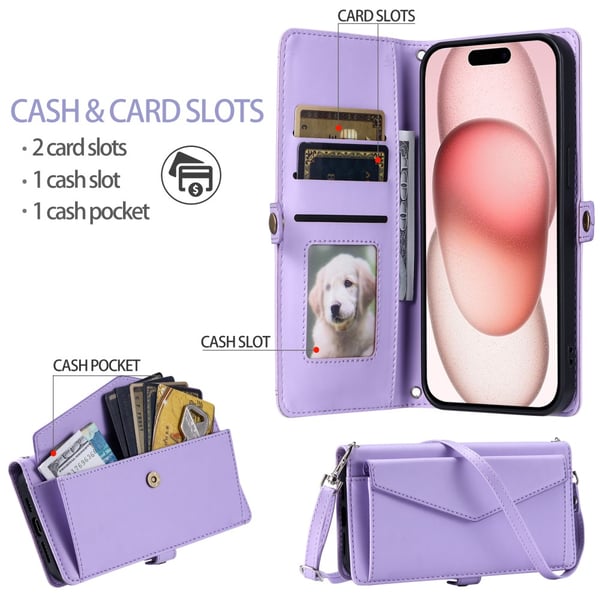 SKALO iPhone 16 Plus Evelope Clutch 5-Lokeroa - Violetti