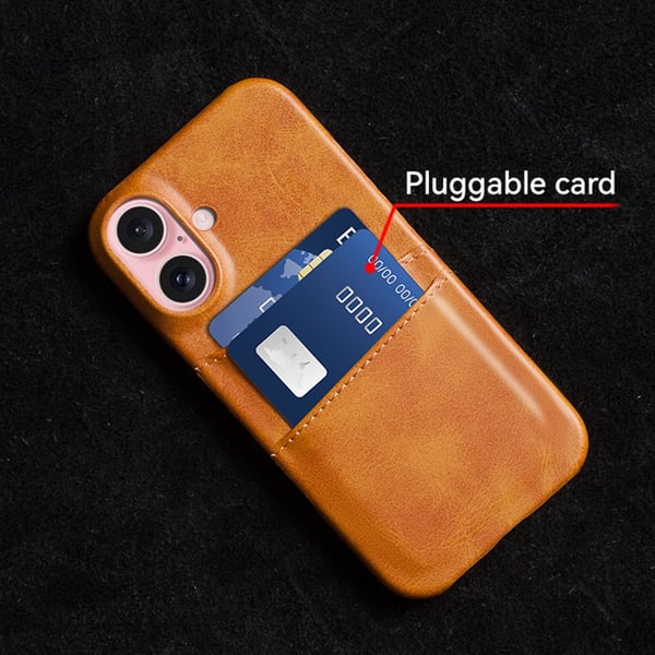 SKALO iPhone 16 PU-læder Kortholder Cover - Brun