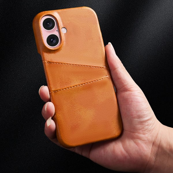 SKALO iPhone 16 PU-læder Kortholder Cover - Brun