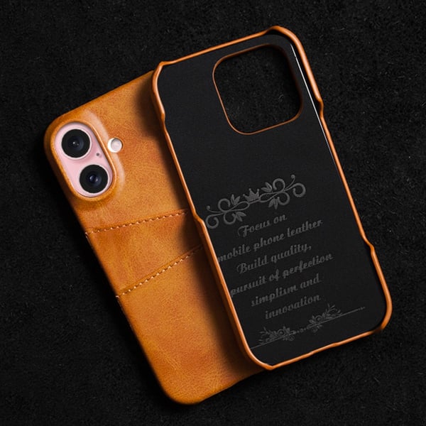 SKALO iPhone 16 PU-læder Kortholder Cover - Brun