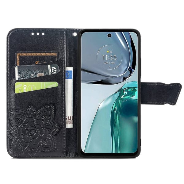 SKALO Motorola Moto G62 5G Mandala Butterfly Flip Cover - Sort