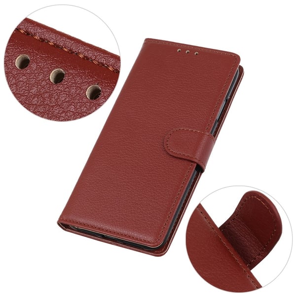 SKALO Samsung A14 4G/5G Litchi Flip Cover - Brun