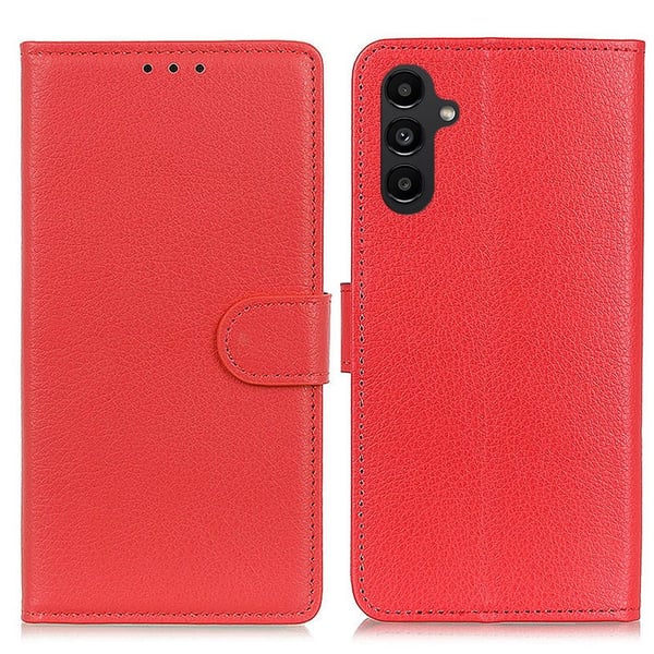SKALO Samsung A14 4G/5G Litchi Flip Cover - Rød