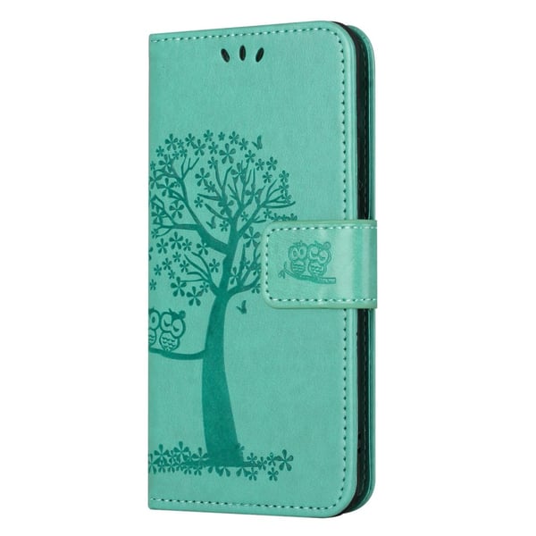 SKALO Samsung A14 4G/5G Owl Tree Flip Cover - Turkis