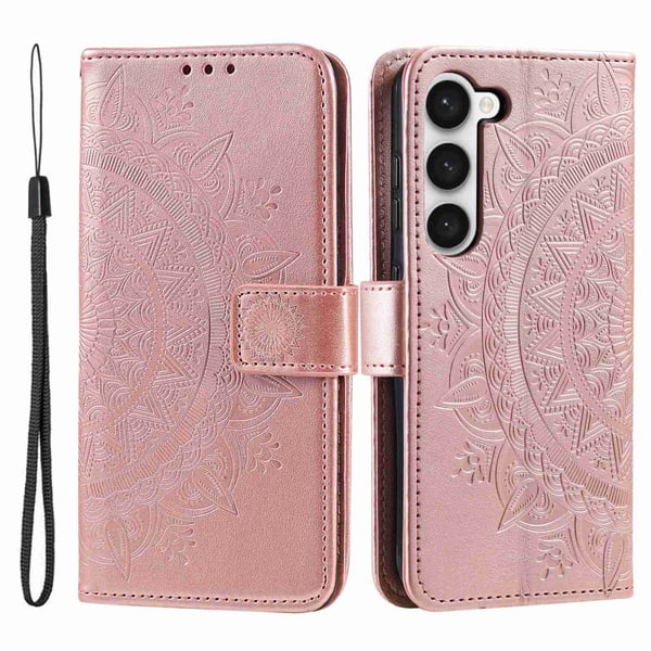 SKALO Samsung S23 Mandala lompakkokotelo - Ruusukulta SKALO Samsung S23 Mandala lompakkokotelo - Ruusukulta