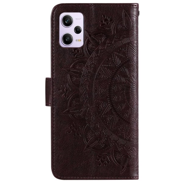 SKALO Xiaomi Redmi Note 12 Pro 5G Mandala lompakkokotelo - Ruskea