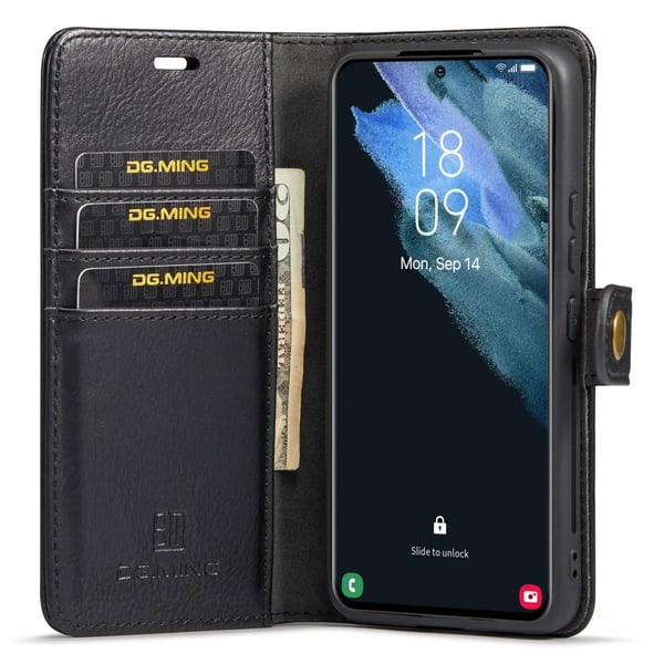 DG MING Samsung S23 2-in-1 magneetti lompakkokotelo - Musta