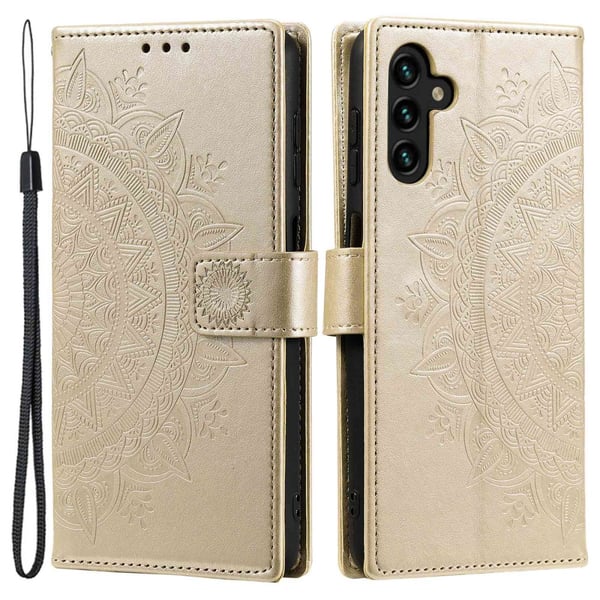 SKALO Samsung A54 5G Mandala lompakkokotelo - Kulta SKALO Samsung A54 5G Mandala lompakkokotelo - Kulta