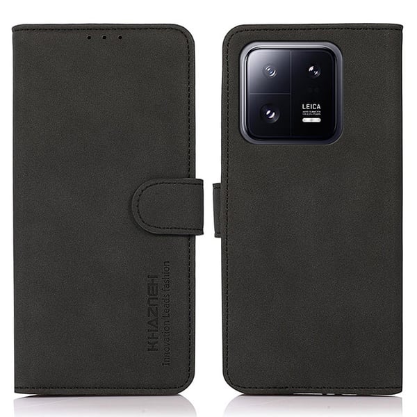 SKALO Xiaomi 13 5G KHAZNEH Lompakkokotelo PU-nahasta - Musta