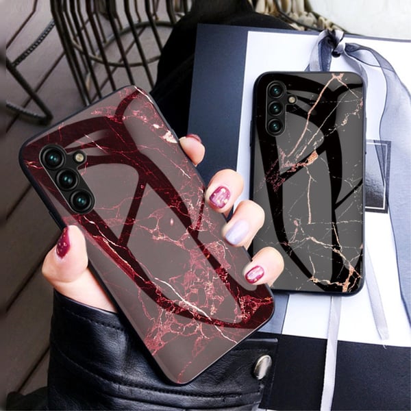 SKALO Samsung A54 5G Marmor hærdet glas TPU Cover - #4