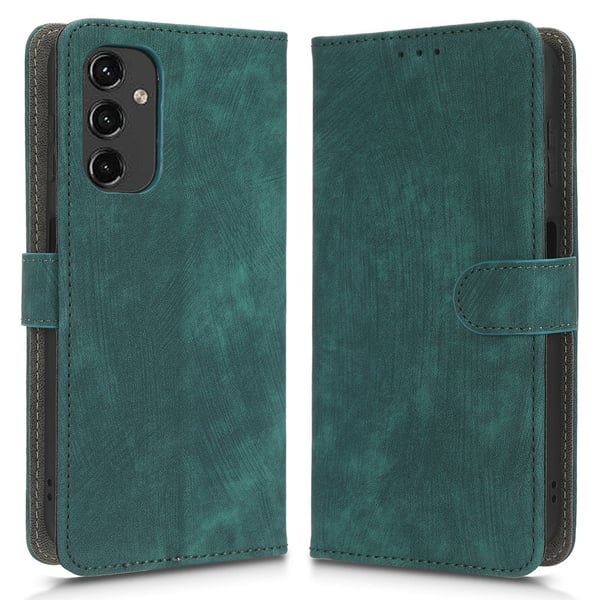 SKALO Samsung A14 4G/5G Flip Cover m. pung i PU-læder - Grøn