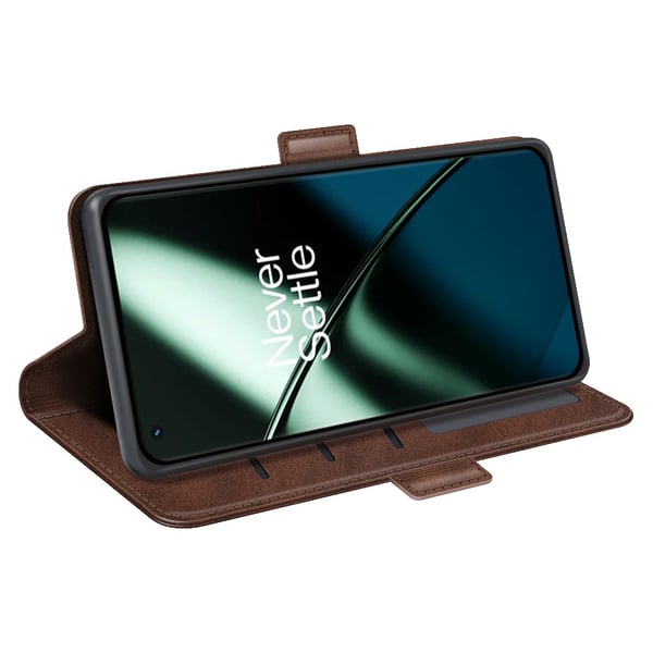 SKALO OnePlus 11 5G Premium Wallet Flip Cover - Brun