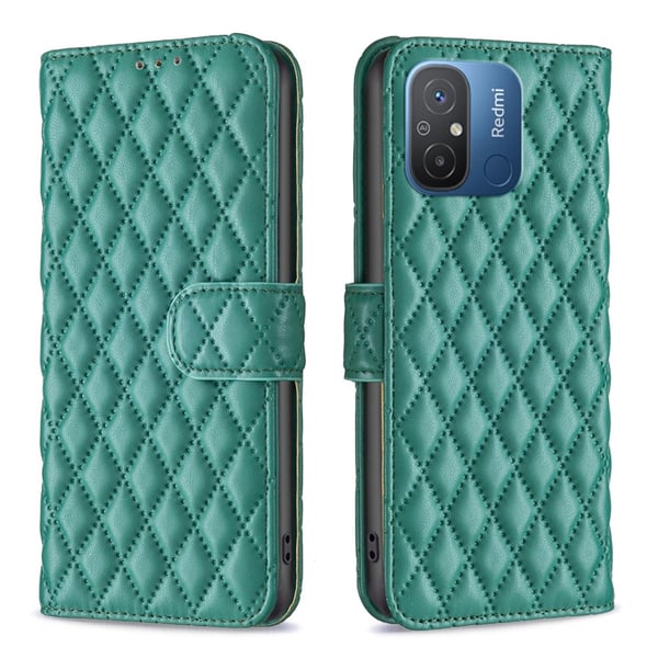 SKALO Xiaomi Redmi 12C 4G BINFEN COLOR Tikattu Lompakko - Vihreä