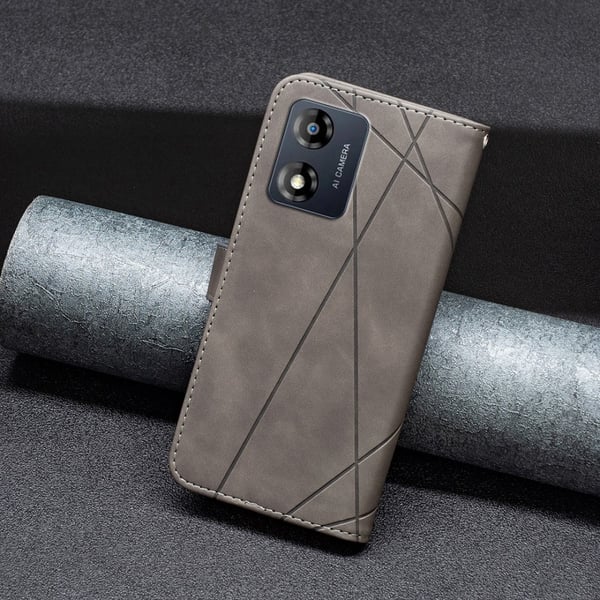 Motorola Moto E13 4G BINFEN COLOR Præget Flip Cover - Grå