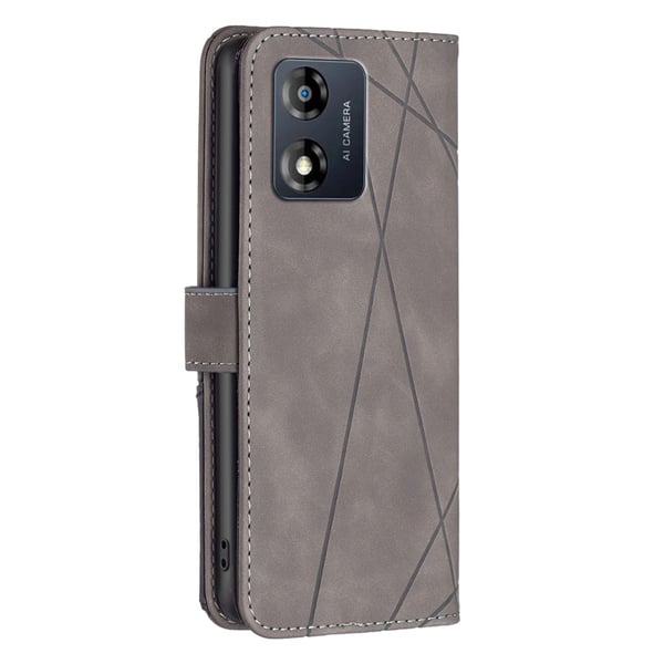 Motorola Moto E13 4G BINFEN COLOR Præget Flip Cover - Grå