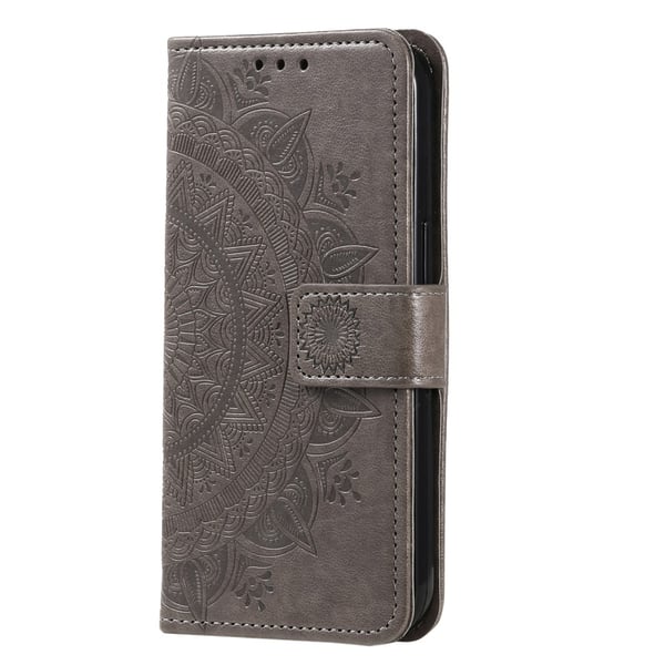 SKALO Xiaomi Redmi 12C 4G Mandala lompakkokotelo - Harmaa