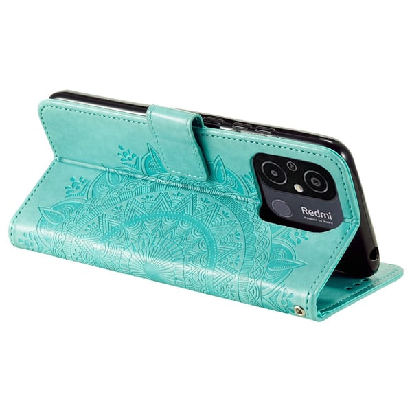 SKALO Xiaomi Redmi 12C 4G Mandala Flip Cover - Turkis
