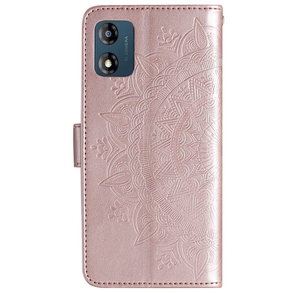 SKALO Motorola Moto E13 4G Mandala Flip Cover - Rosa guld