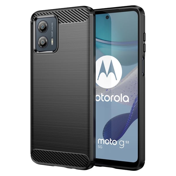 SKALO Motorola Moto G53 5G Armor Carbon Stødsikker TPU-cover SKALO Motorola Moto G53 5G Armor Carbon Stødsikker TPU-cover