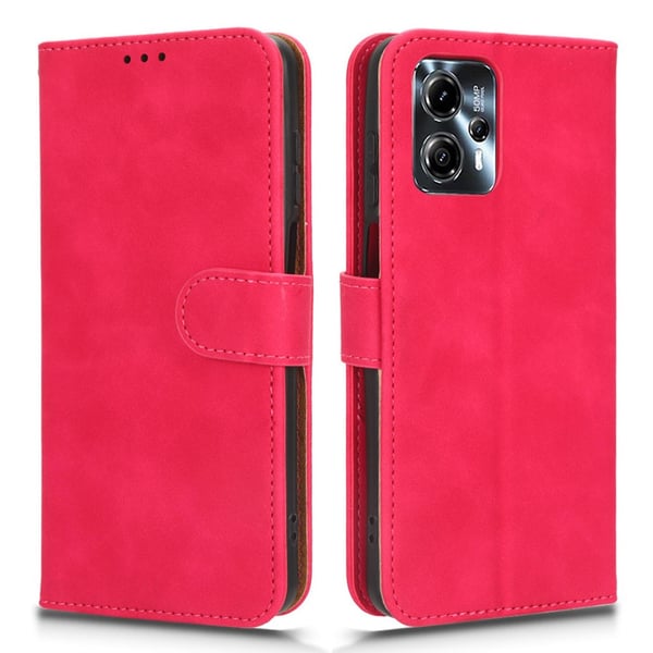 SKALO Motorola Moto G53 5G Matt PU-læderpungetui - Cerise