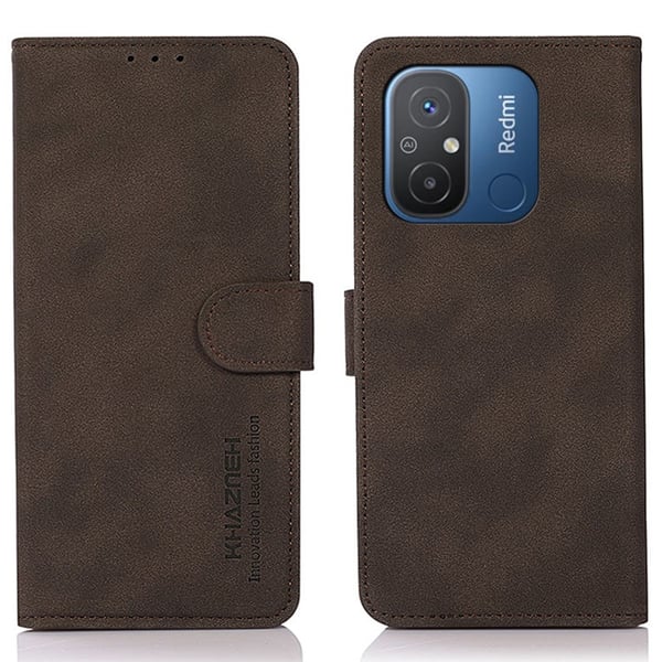 SKALO Xiaomi Redmi 12C 4G KHAZNEH Lompakkokotelo PU-nahasta - Ruskea