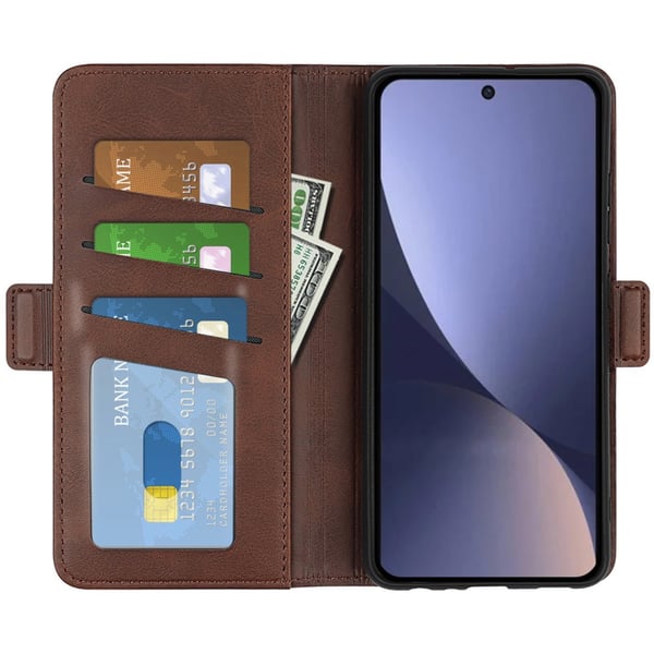 SKALO Xiaomi 13 5G Premium Wallet Flip Cover - Brun