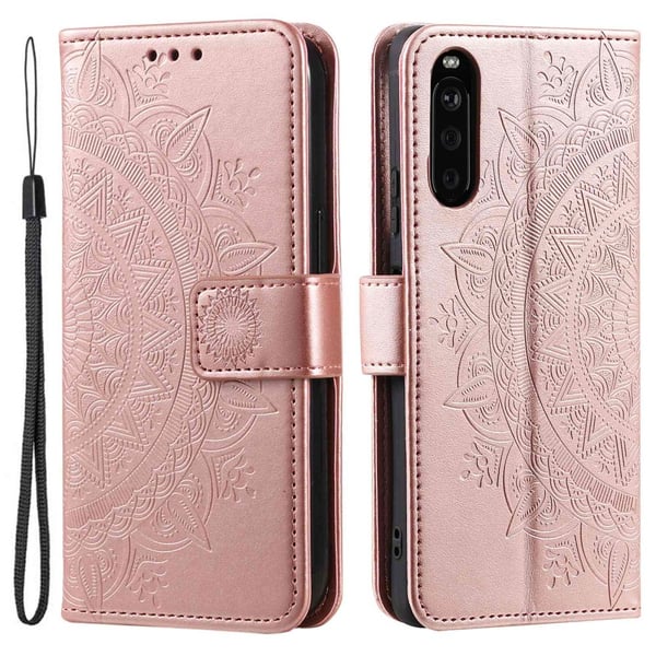 SKALO Sony Xperia 10 V Mandala lompakkokotelo - Ruusukulta