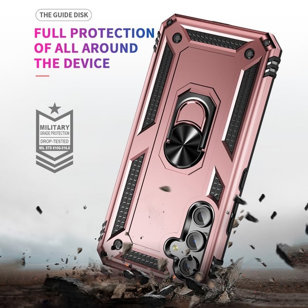 SKALO Samsung A54 5G Armor Hybrid metal ring cover - Rosa guld