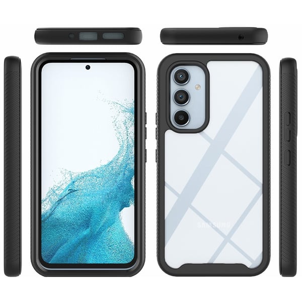 SKALO Samsung A54 5G Stødsikker Clear Hybrid Cover + Skaermbeskyttelse - Sort