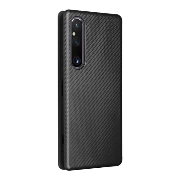 SKALO Sony Xperia 1 V Carbon Fiber Pungetui - Sort