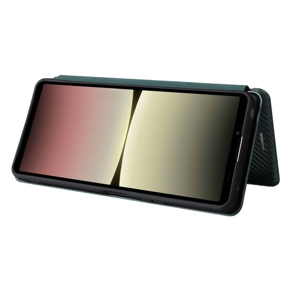 SKALO Sony Xperia 10 V Carbon Fiber Pungetui - Grøn