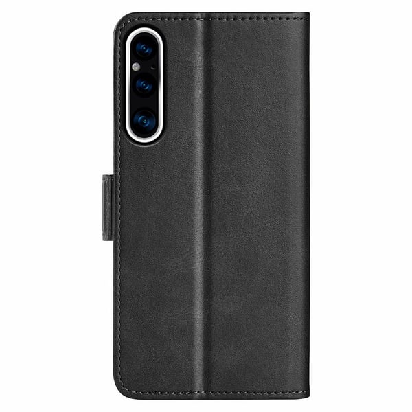 SKALO Sony Xperia 1 V Premium Wallet Flip Cover - Sort