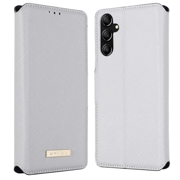 SKALO Samsung A14 4G/5G MUXMA Saffiano PU-læder Pungetui - Hvid