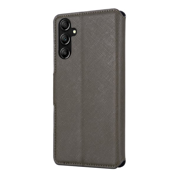 SKALO Samsung A14 4G/5G MUXMA Saffiano PU-nahka Lompakkokotelo - Harmaa