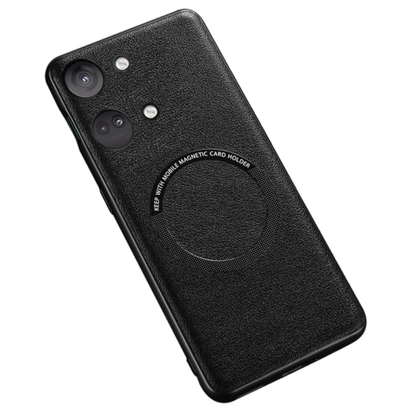 SKALO OnePlus Nord 3 5G / Ace 2V PU Nahka Hybrid Magnetic Ring Suojakuori - Musta