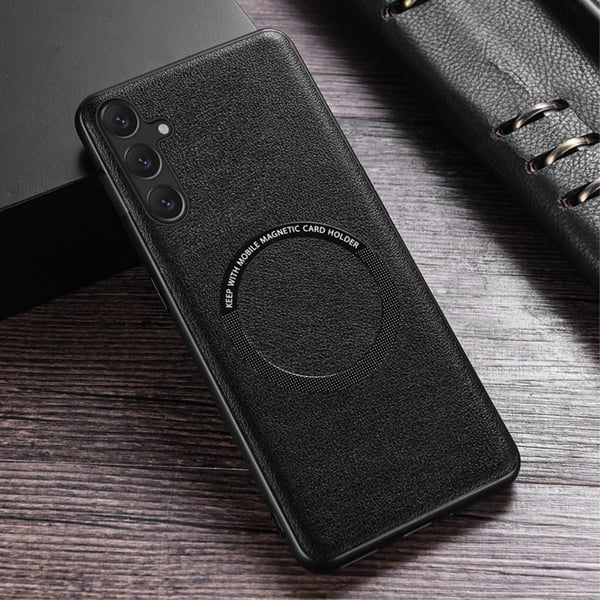 SKALO Samsung A54 5G PU læder hybrid magnetisk ring Cover - Sort