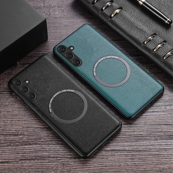SKALO Samsung A54 5G PU læder hybrid magnetisk ring Cover - Sort
