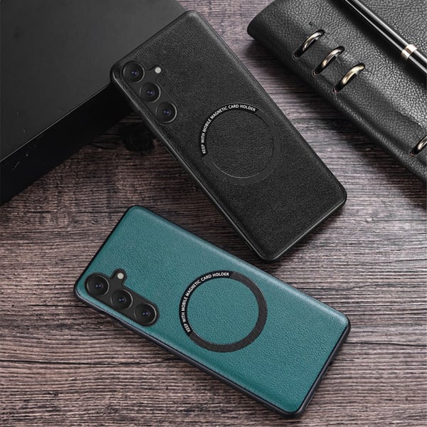 SKALO Samsung A54 5G PU læder hybrid magnetisk ring Cover - Sort