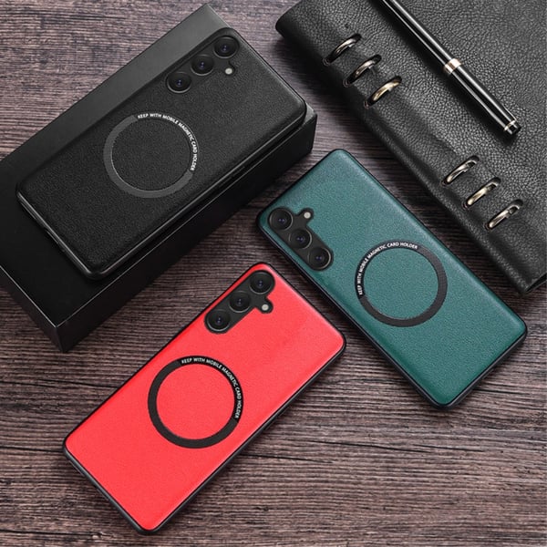 SKALO Samsung A54 5G PU læder hybrid magnetisk ring Cover - Sort