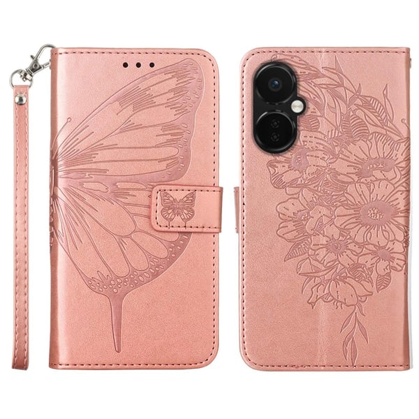 SKALO OnePlus Nord CE 3 Lite 5G Mandala Butterfly lompakkokotelo - Ruusukulta