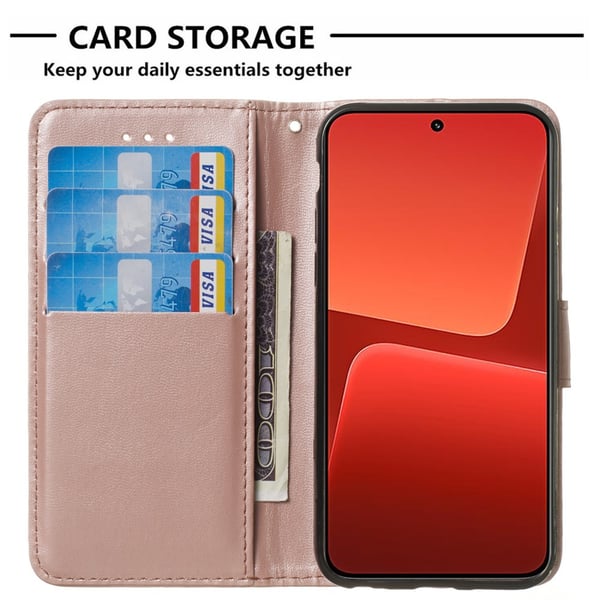 SKALO Xiaomi 13 5G Flip Cover m. pung i PU-læder - Rosa guld