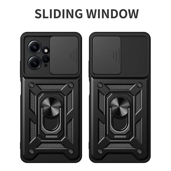 SKALO Xiaomi Redmi Note 12 4G Armor Hybrid Metal Ring Camera Slider - Sort