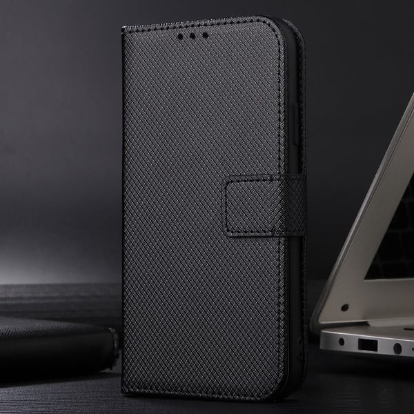 SKALO Google Pixel 8 Pro Premium Mini Rhombus Wallet Flip Cover - Sort