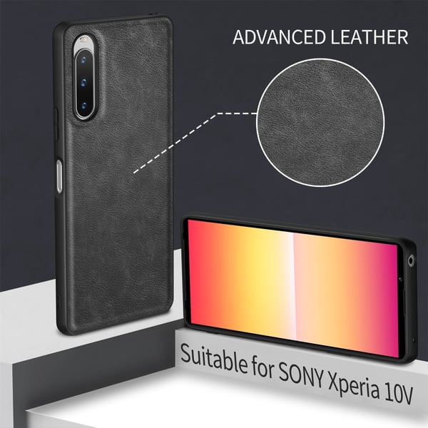 SKALO Sony Xperia 10 V PU-læder Hybrid Cover - Sort